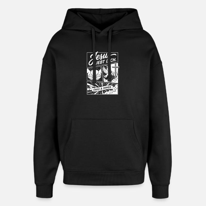 Collage Jésus t’aime - Sweat à capuche unisexe Stanley/Stella Oversized - noir