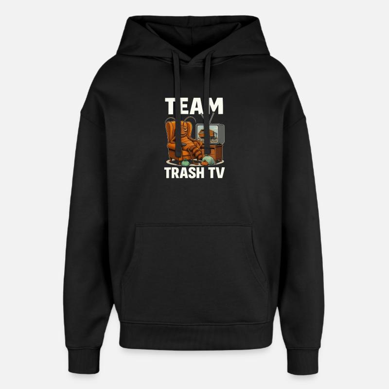 Team Trash TV - Sweat à capuche unisexe Stanley/Stella Oversized - noir