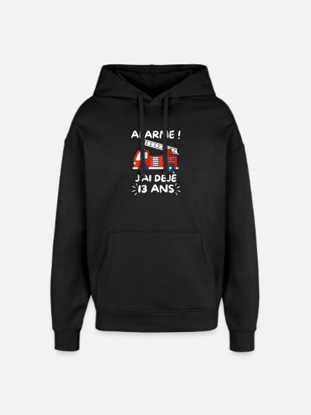 Camion Pompier 13 Ans Anniversaire - Sweat à capuche unisexe Stanley/Stella Oversized - noir