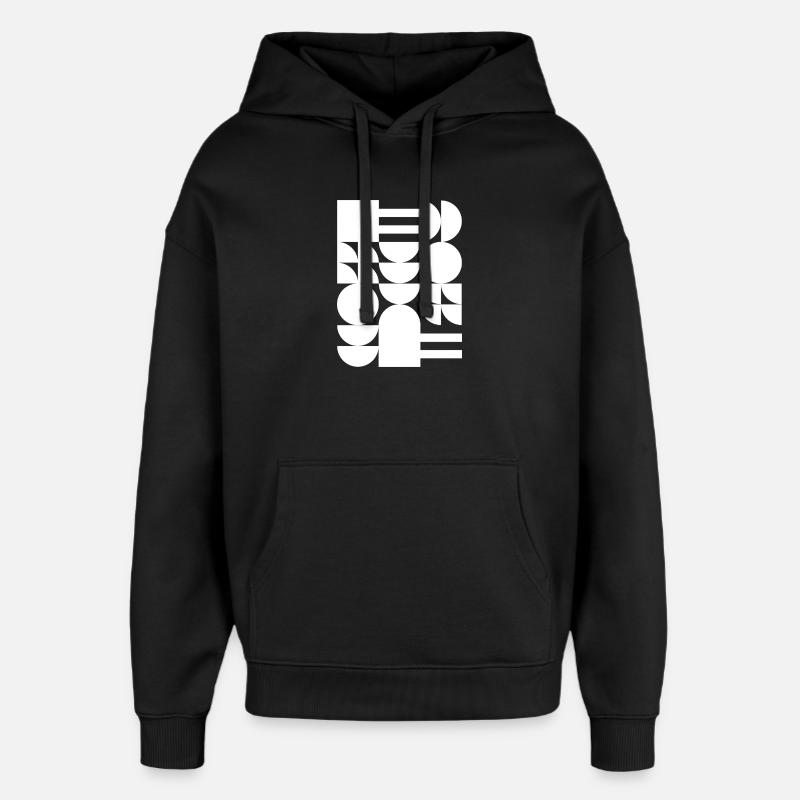 Mosaïque géométrique monochrome - Sweat à capuche unisexe Stanley/Stella Oversized - noir