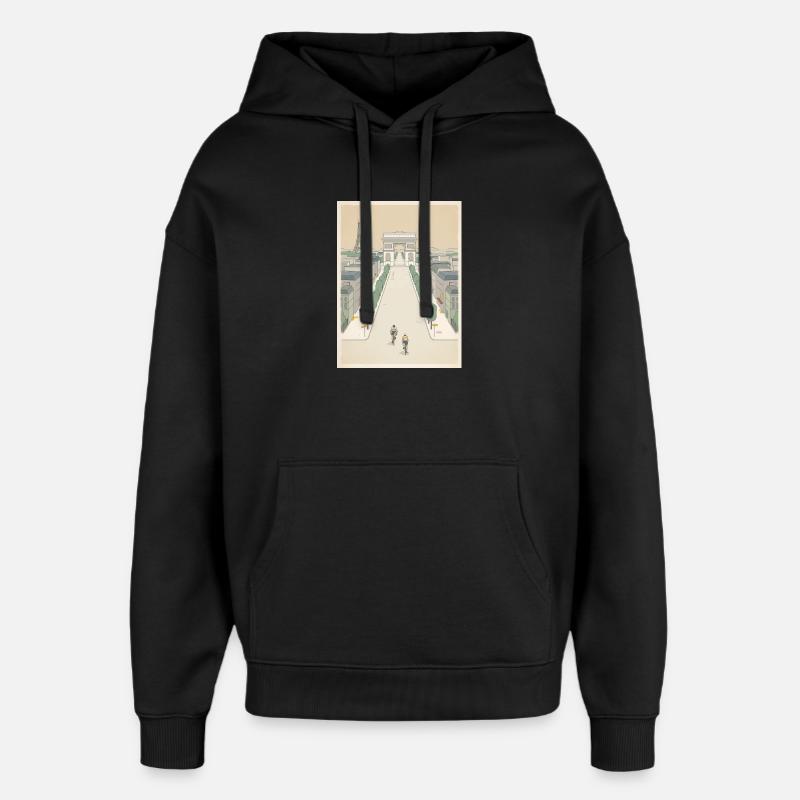 Arrivée à Paris — Souvenir du cyclisme - Sweat à capuche unisexe Stanley/Stella Oversized - noir
