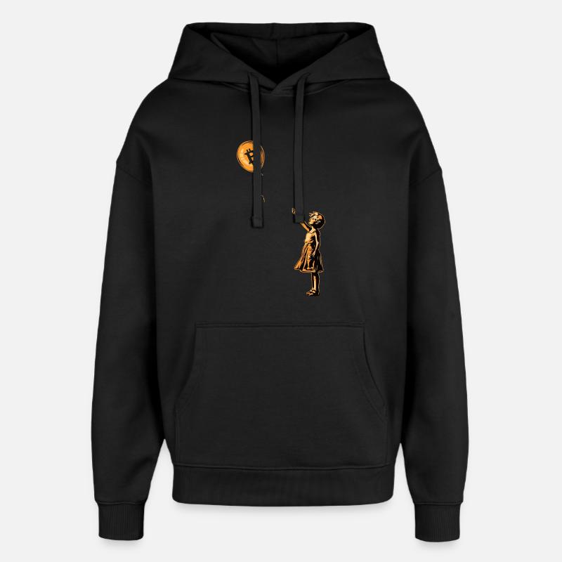 Fille Ballon Bitcoin - Sweat à capuche unisexe Stanley/Stella Oversized - noir