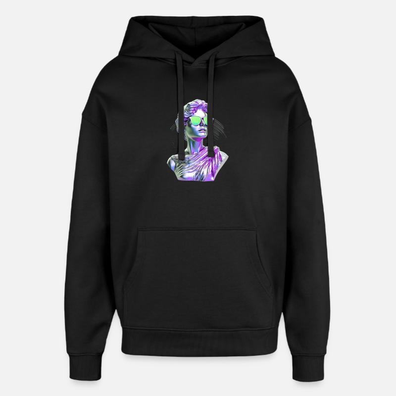 Lunettes néon Statue Vaporwave - Sweat à capuche unisexe Stanley/Stella Oversized - noir
