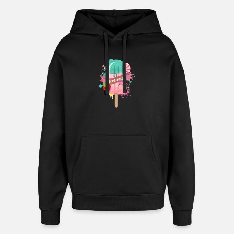 Eis am Stiel mit Erdbeere - Oversized Unisex Hoodie von Stanley/Stella - Schwarz