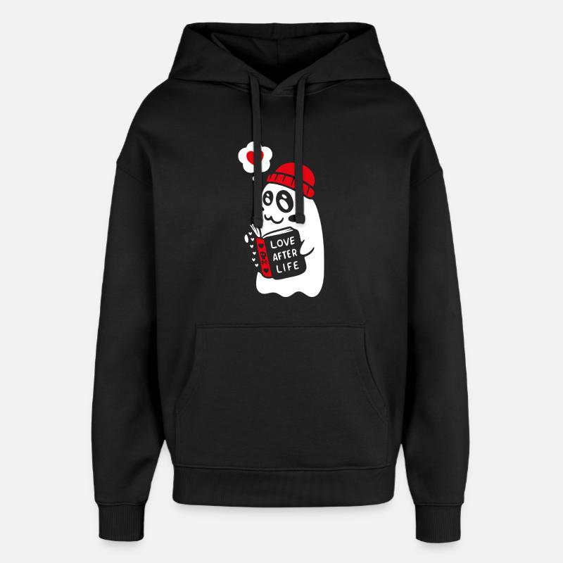 Mignon fantôme lecture livre romantique - Sweat à capuche unisexe Stanley/Stella Oversized - noir