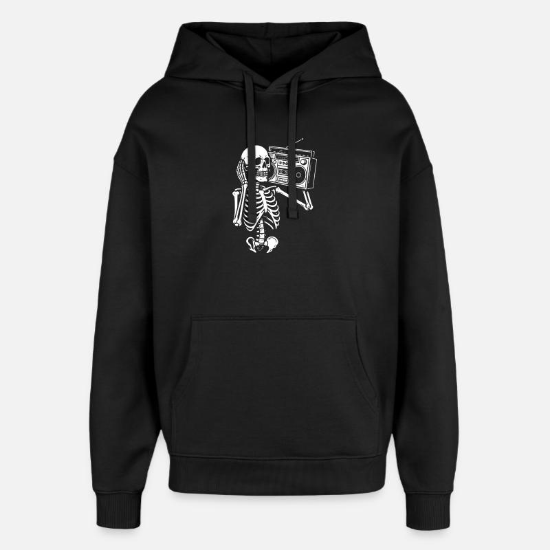 Skelett Ghettoblaster Retro Groove - Oversized Unisex Hoodie von Stanley/Stella - Schwarz