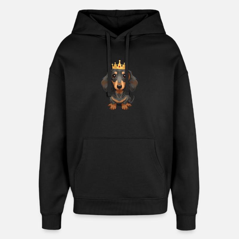 Kleiner Dackel mit Krone Cute Design - Oversized Unisex Hoodie von Stanley/Stella - Schwarz