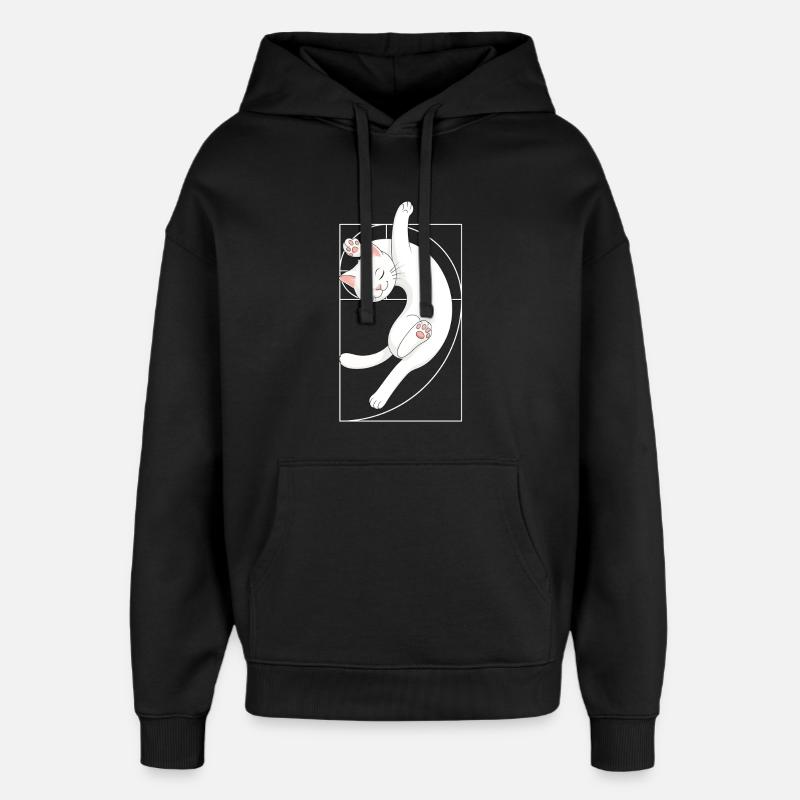 Chat en spirale de Fibonacci - Sweat à capuche unisexe Stanley/Stella Oversized - noir