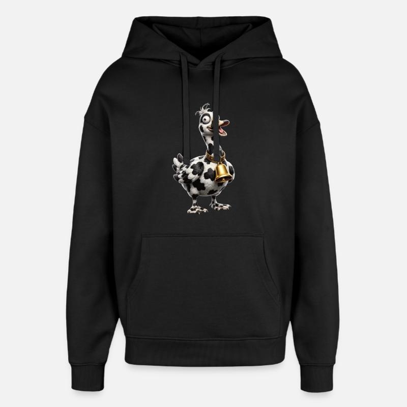 Motif drôle de vache d’oie croisée - Sweat à capuche unisexe Stanley/Stella Oversized - noir