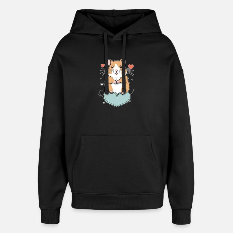 Hamster avec cœur - Sweat à capuche unisexe Stanley/Stella Oversized - noir