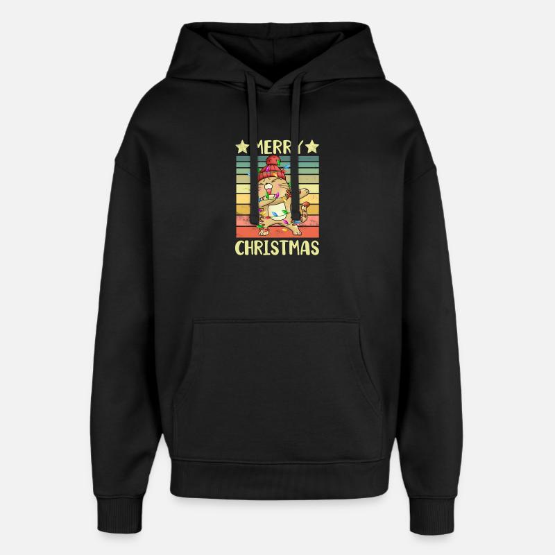 Joyeux Noël Chat - Sweat à capuche unisexe Stanley/Stella Oversized - noir