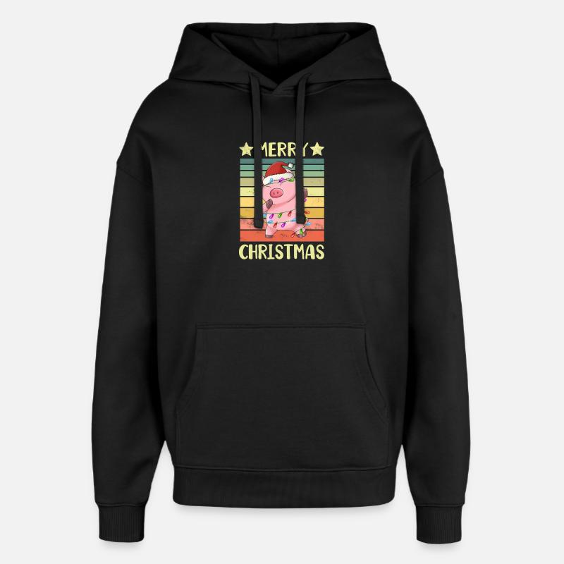 Joyeux Noël Cochon - Sweat à capuche unisexe Stanley/Stella Oversized - noir