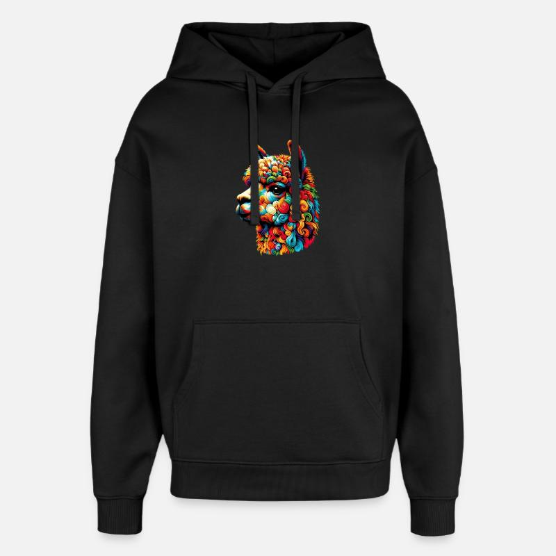 Alpaca - Oversized Unisex Hoodie by Stanley/Stella - black