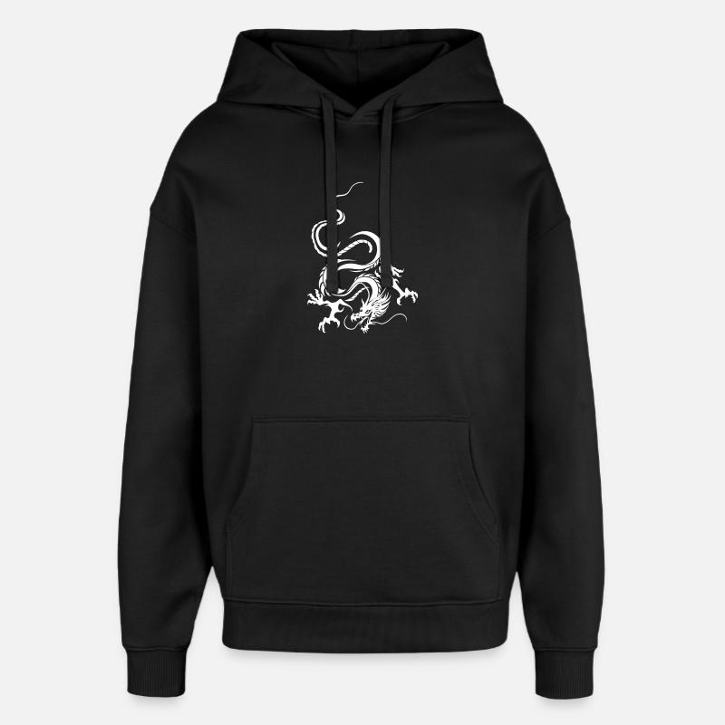 Dragon Blanc Art graphique complexe - Sweat à capuche unisexe Stanley/Stella Oversized - noir