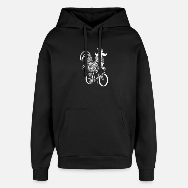 Rooster & Bicycles - weiße Version - Oversized Unisex Hoodie von Stanley/Stella - Schwarz