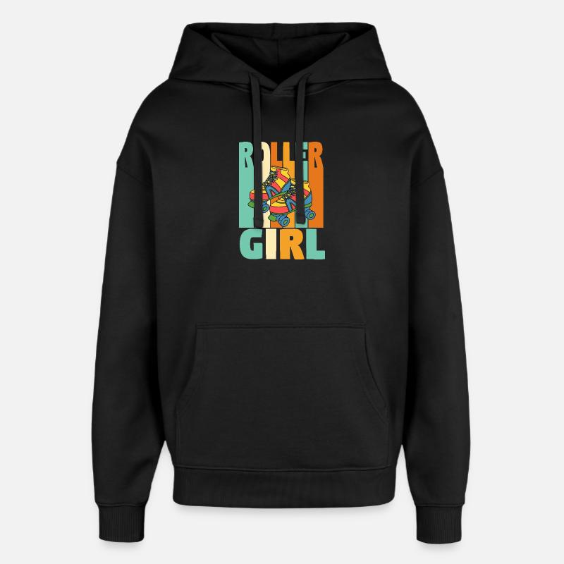 Retro Roller Mädchen - Oversized Unisex Hoodie von Stanley/Stella - Schwarz