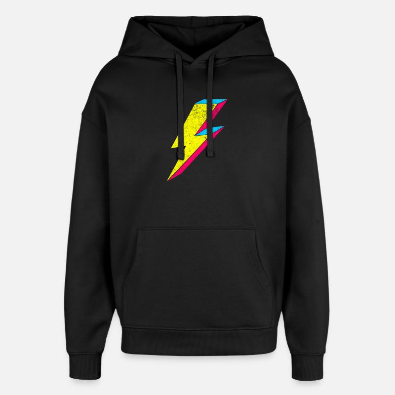 Neon Flash Lightning Design 70s 80s - Oversized Unisex Hoodie by Stanley/Stella - black