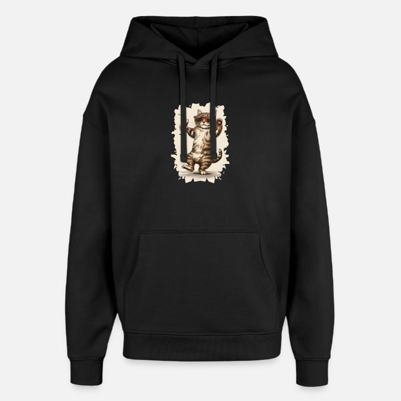 Chat de fête :) - Sweat à capuche unisexe Stanley/Stella Oversized - noir