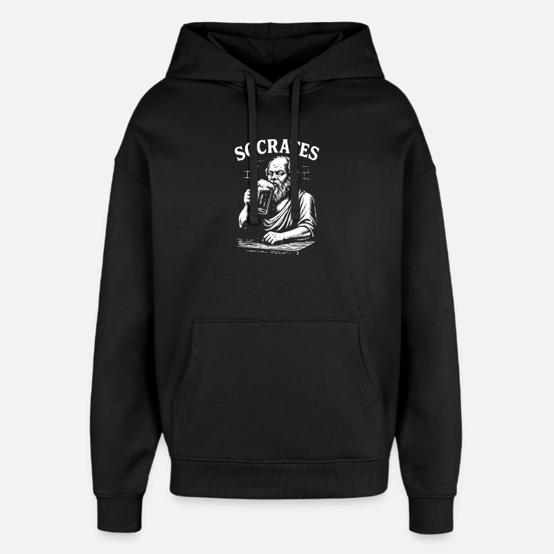 Portrait de la bière Socrate - Sweat à capuche unisexe Stanley/Stella Oversized - noir