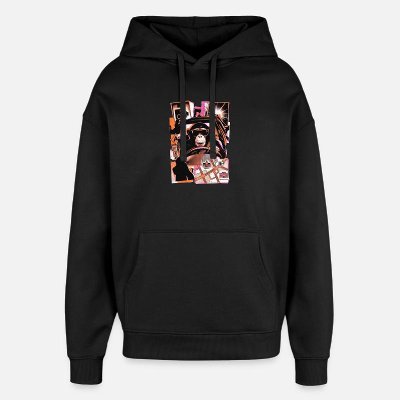 Affe Autofahrer Blitzer - Oversized Unisex Hoodie von Stanley/Stella - Schwarz