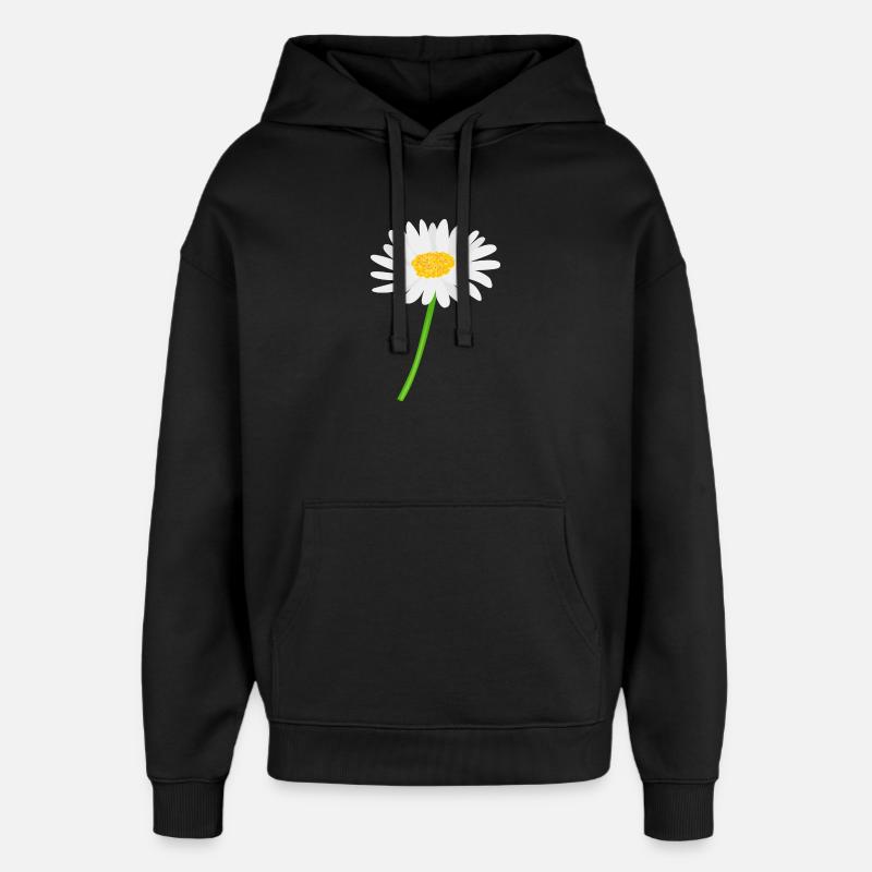 Marguerite fleur avec tige - Sweat à capuche unisexe Stanley/Stella Oversized - noir