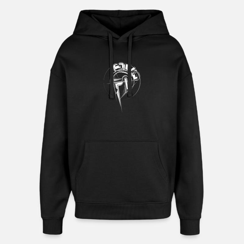 Gladiator Illustration Fighter Hjelm Romersk symbol - Hættetrøje unisex Stanley/Stella Oversized - sort