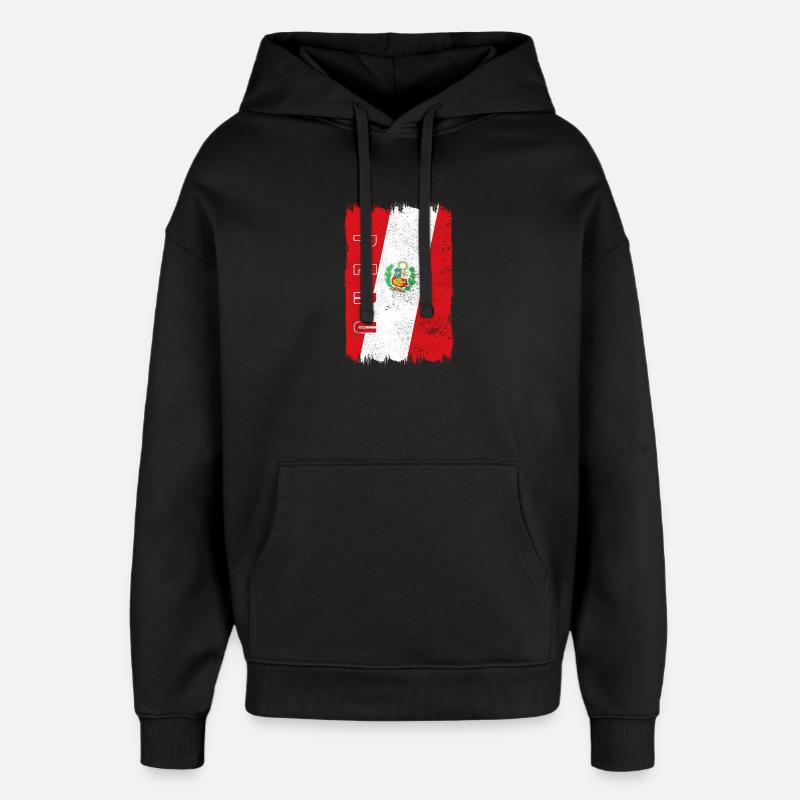 Drapeau du Pérou - Sweat à capuche unisexe Stanley/Stella Oversized - noir
