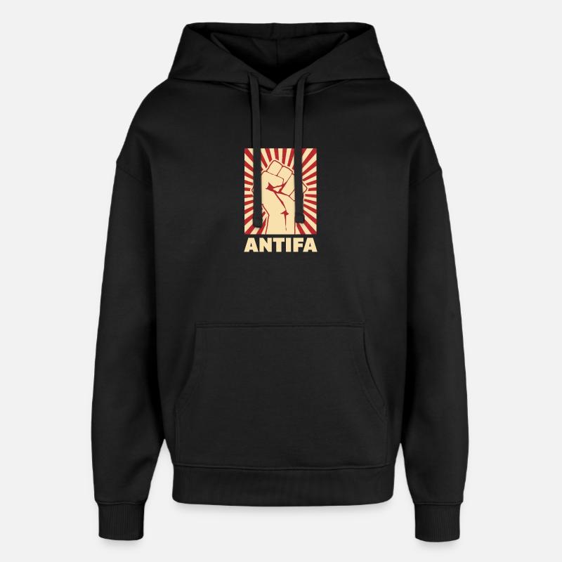 Antifa - Stanley/Stella Oversized Felpa con cappuccio unisex - nero