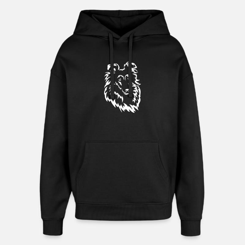 Sheltie Head « Black Edition » - Sweat à capuche unisexe Stanley/Stella Oversized - noir