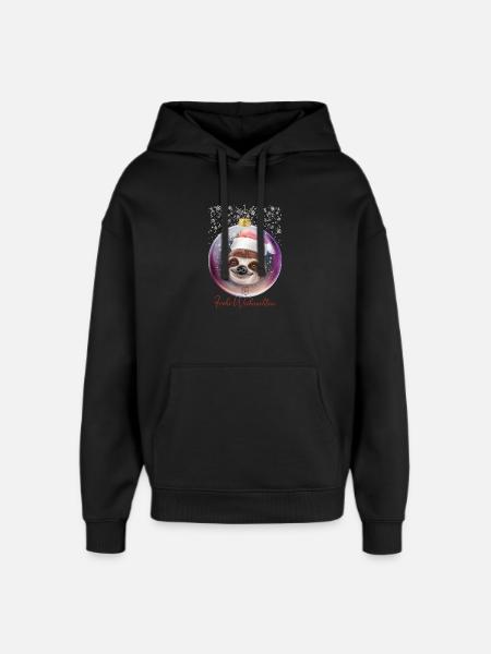 Frohe Weihnachten Weihnachtsoutfit Faultier - Oversized Unisex Hoodie von Stanley/Stella - Schwarz