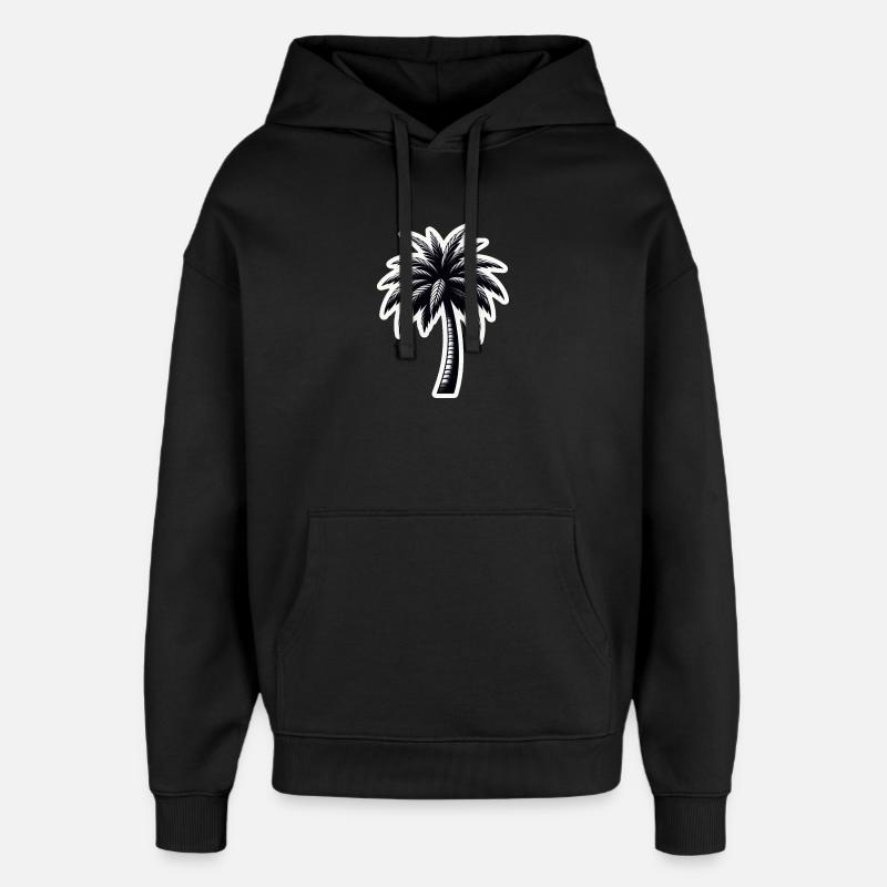 Palmier noir blanc - Sweat à capuche unisexe Stanley/Stella Oversized - noir