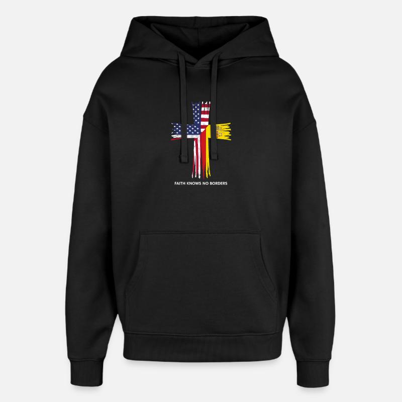 Drapeau américain et du Vatican - Sweat à capuche unisexe Stanley/Stella Oversized - noir