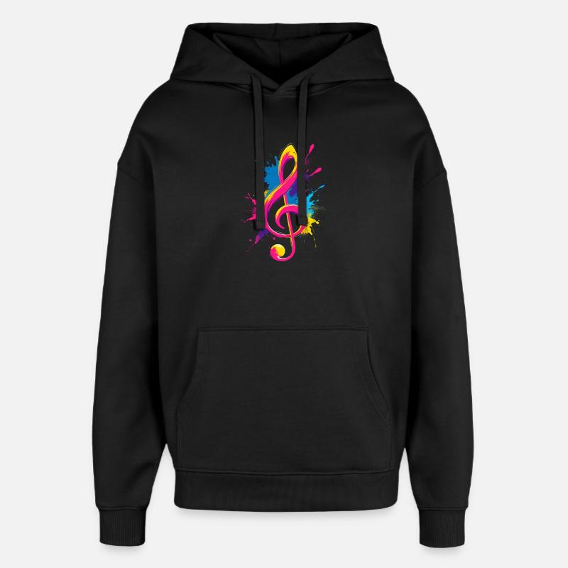 Bunter Notenschlüssel mit Farbspritzern - Oversized Unisex Hoodie von Stanley/Stella - Schwarz