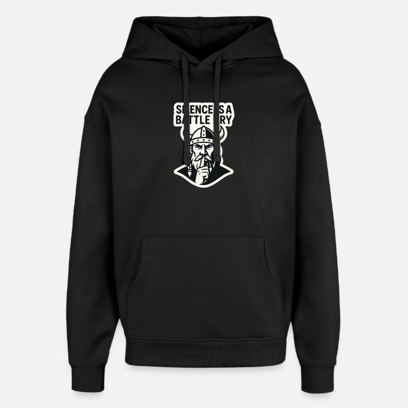 Viking Silence Battle Cry Design - Sweat à capuche unisexe Stanley/Stella Oversized - noir