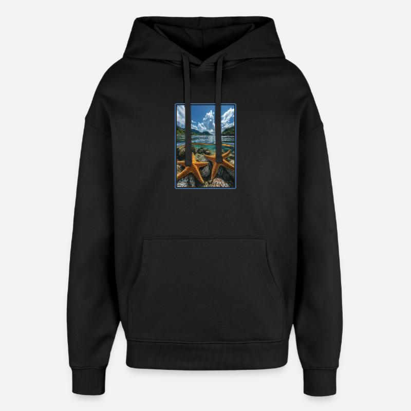 Étoile de mer Étoile de mer - Sweat à capuche unisexe Stanley/Stella Oversized - noir