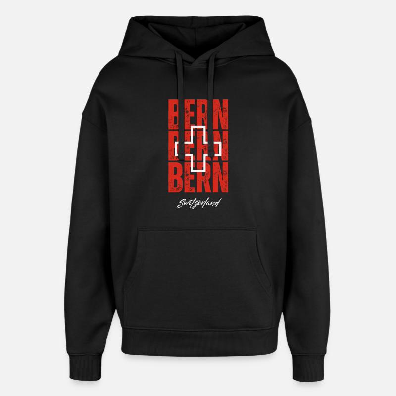 J’aime Berne, souvenir de Berne - Sweat à capuche unisexe Stanley/Stella Oversized - noir
