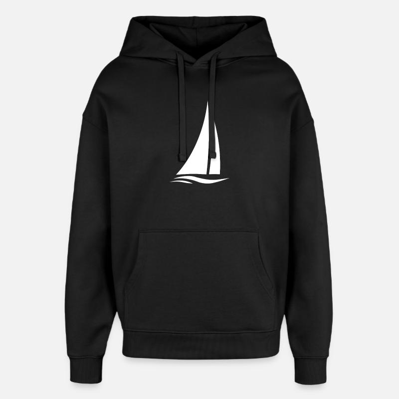 Voilier blanc sur les vagues - Sweat à capuche unisexe Stanley/Stella Oversized - noir