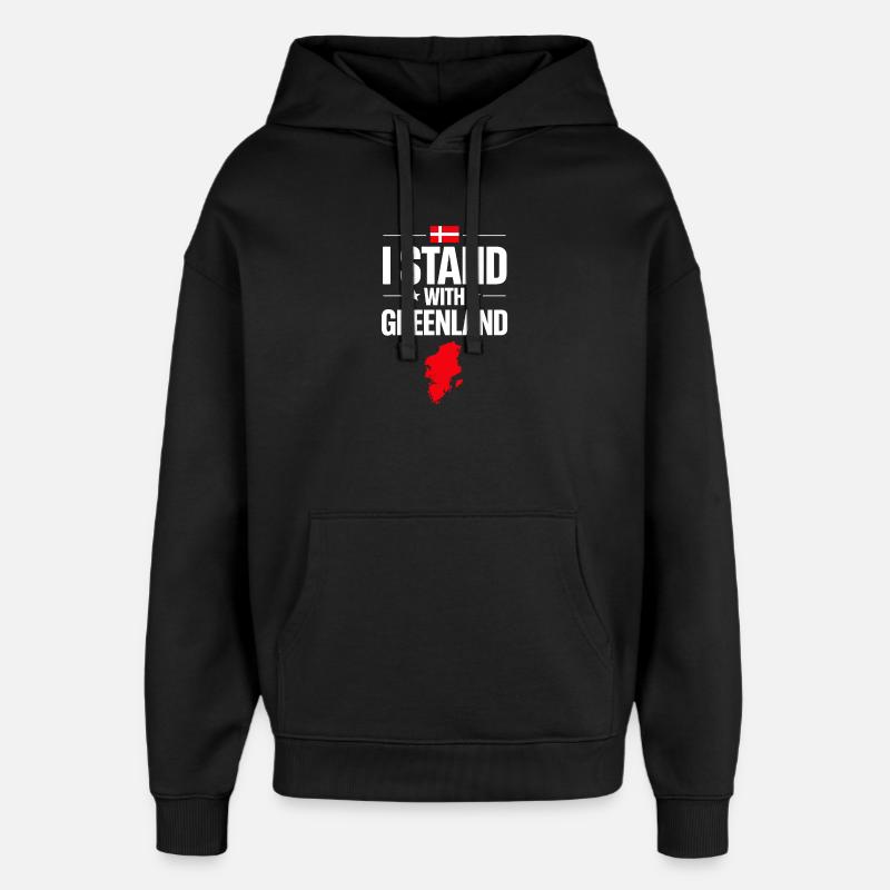 Soutien Groenland Carte Drapeau - Sweat à capuche unisexe Stanley/Stella Oversized - noir