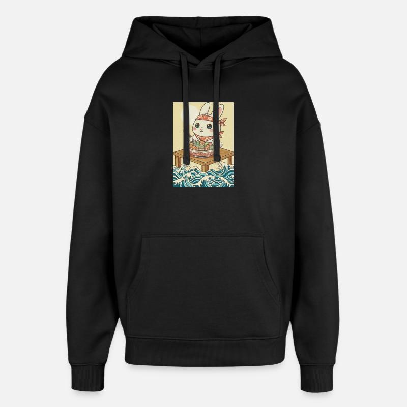 Lapin de Pâques Kawaii - Sweat à capuche unisexe Stanley/Stella Oversized - noir
