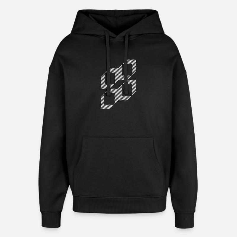 Grille de carrés à bandes géométriques - Sweat à capuche unisexe Stanley/Stella Oversized - noir