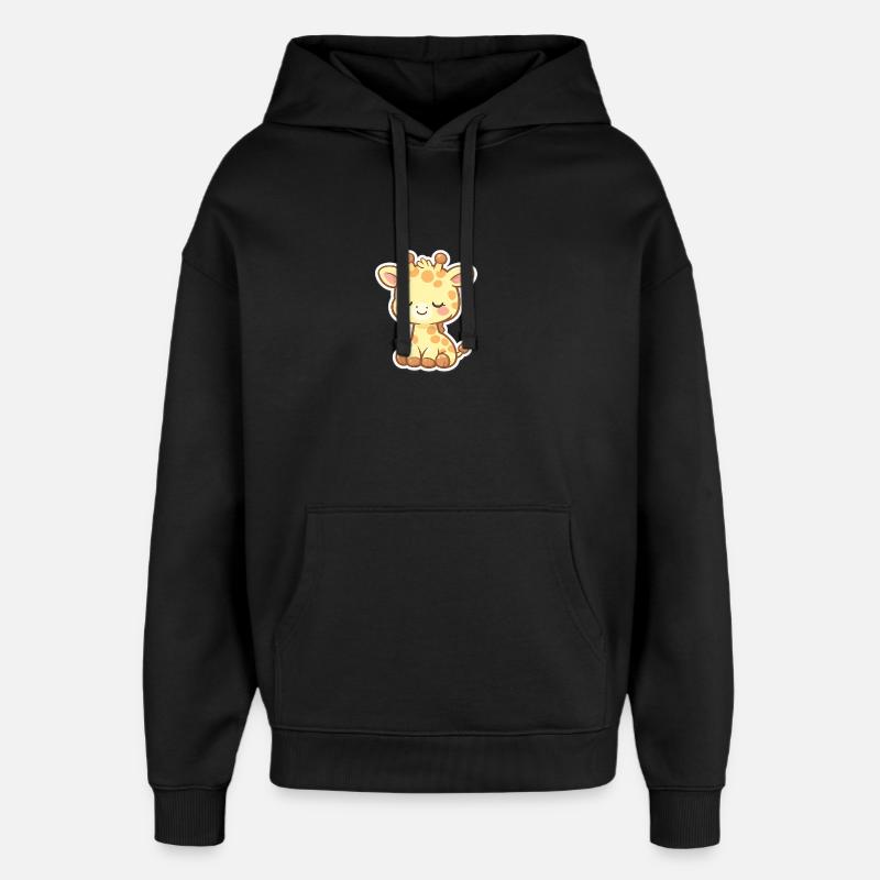 Bébé girafe mignon style Kawaii - Sweat à capuche unisexe Stanley/Stella Oversized - noir