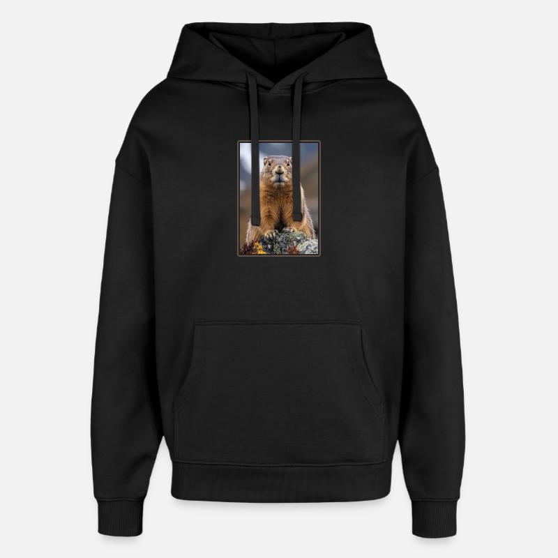 Marmots Groundhog - Oversized Unisex Hoodie by Stanley/Stella - black