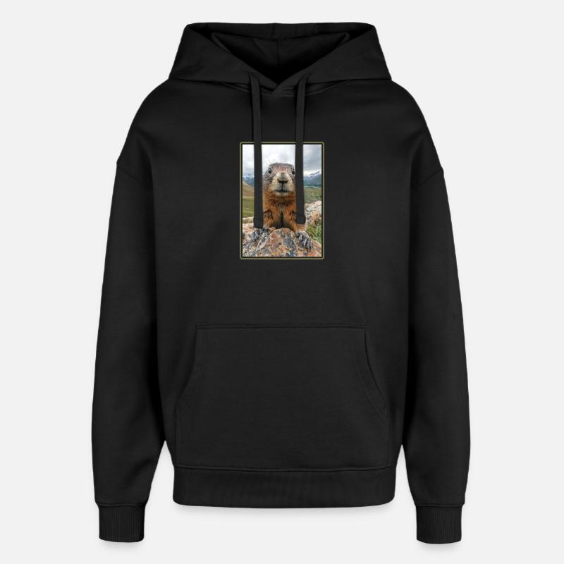 Marmots Groundhog - Oversized Unisex Hoodie by Stanley/Stella - black