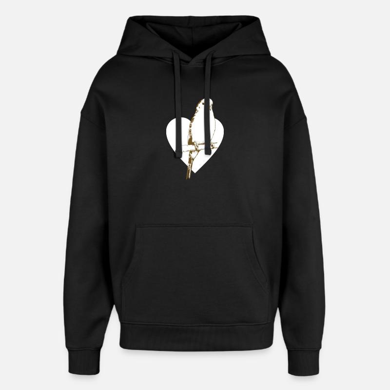 Pinson doux sur cœur - Sweat à capuche unisexe Stanley/Stella Oversized - noir