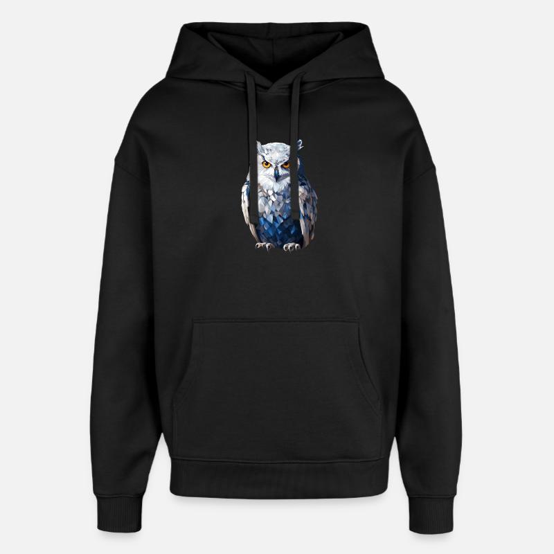 Schnee - Eule im Polygon Stil - Oversized Unisex Hoodie von Stanley/Stella - Schwarz