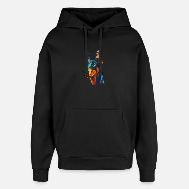 Tête de chien doberman - Sweat à capuche unisexe Stanley/Stella Oversized - noir