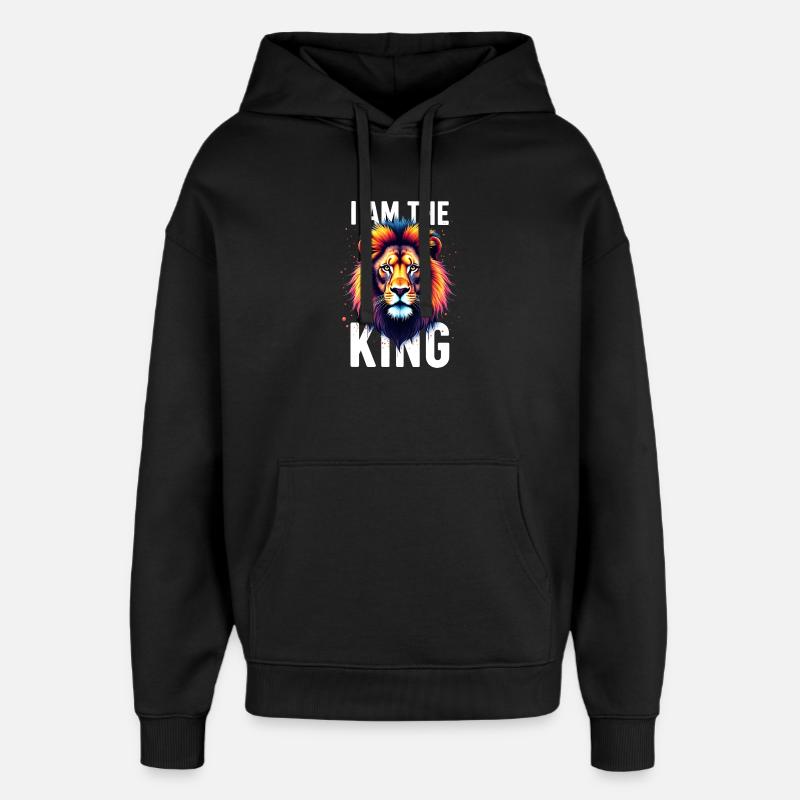 I am the King Löwe - Sweat à capuche unisexe Stanley/Stella Oversized - noir