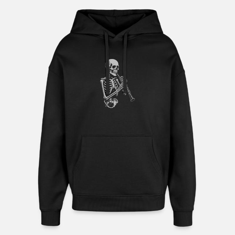 Squelette jouant du hautbois - Sweat à capuche unisexe Stanley/Stella Oversized - noir