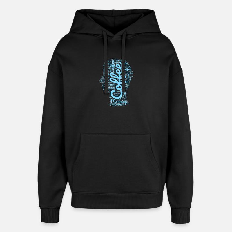 Café du matin en lettres - Sweat à capuche unisexe Stanley/Stella Oversized - noir