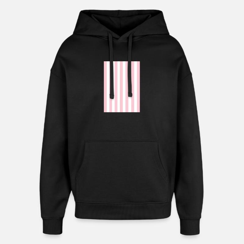 Rayures - rose blanc personnalisable - Sweat à capuche unisexe Stanley/Stella Oversized - noir